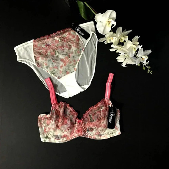 38DD Paramour 115009 Ellie Demi Unlined Sheer Lace Underwire Bra Pink NWT 💗 - Picture 6 of 11